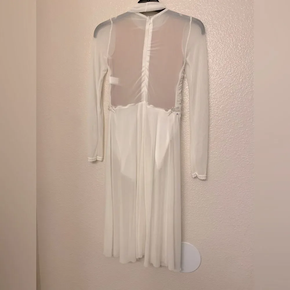 WEISSMAN Dance elite lyrical custom solo illusion dress white Star D10402 MC chi